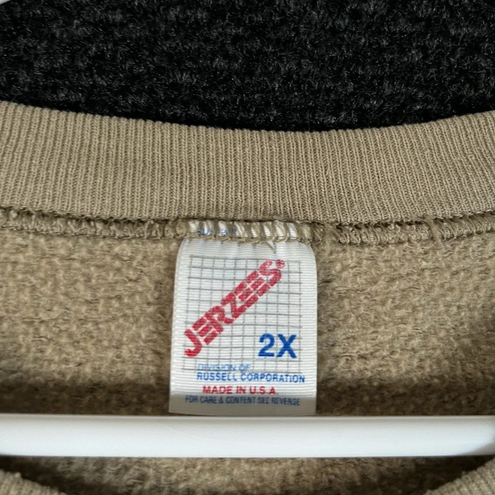 Vintage Jerzees Back Home In Indiana Tractor Stitch Tan Crewneck Sweater Men‎ 2X
